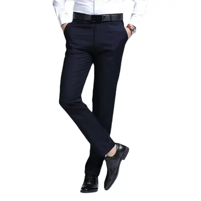 Men's Straight Leg Business Formal Trousers Black