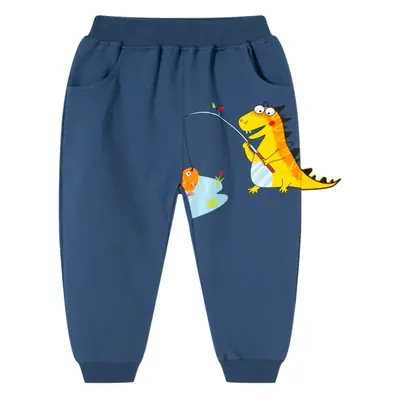 Children's Dinosaur Cartoon Pants Blue Casual Sports