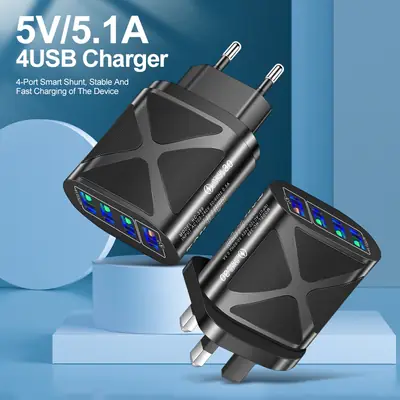 5V 5.1A 4 USB Charger Fast Charging Multi Port Mobile Charger