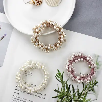 Pearl Pearl Braided Hair Band with Heart Charm