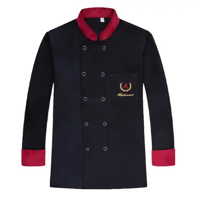 Men's Blue Chinese Restaurant Kitchen Chef Shirt Long Sleeve