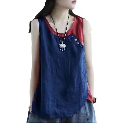 Plus Size Sleeveless Vests Round Neck Vest T-Shirt