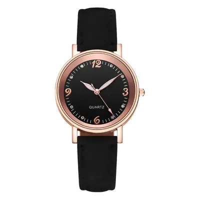 Women's Rose Gold Quartz Watch with White Leather Strap