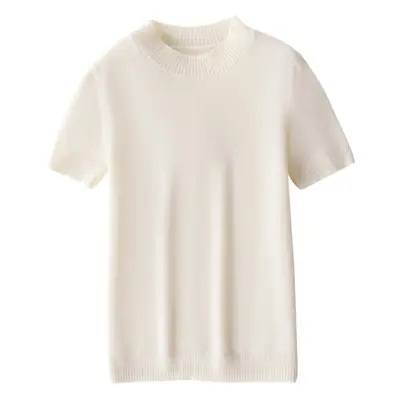 Women Knitted Sweater T-Shirt Beige Slim Fit