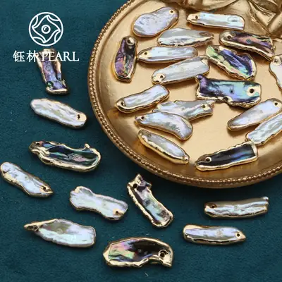 Natural Freshwater Pearl Gilt Edging Semi-Finished Accessories