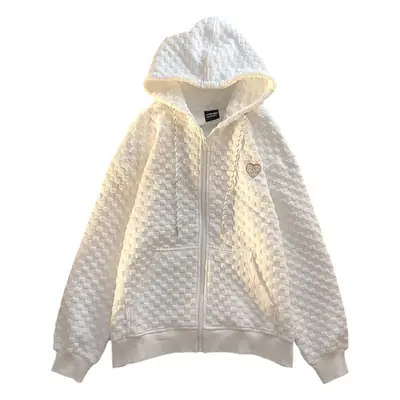 2022 Women's Early Autumn Waffle Hooded Zipper Cardigan