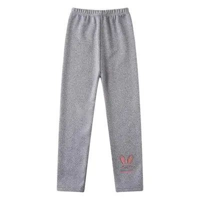 Pink Embroidered Velvet Leggings for Girls