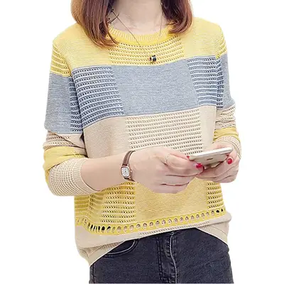 2023 Women's Korean Color-block Knitted Sweater