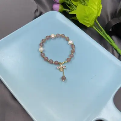 Peach Crystal Bee Bracelet for Girls Gift