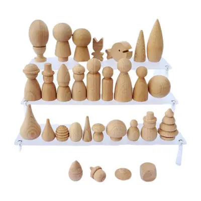 Wooden Snowmen & Christmas Trees Decor Set