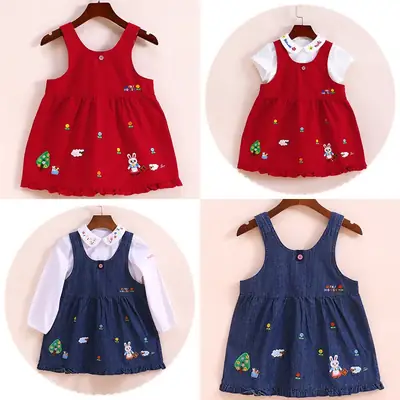 Children's Clothing Japanese Style Girls Cartoon Sheep Rabbit Suspender Skirt Garden Rabbit Dress One Piece Drop Shipping Skirt