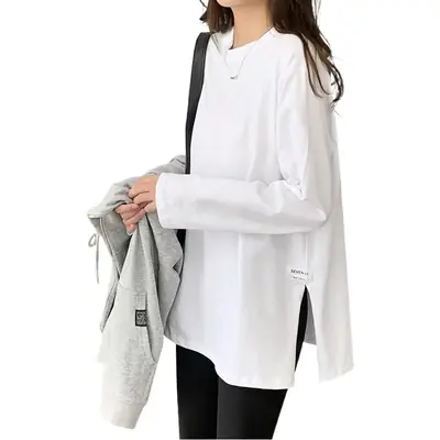 White Long Sleeve T-Shirt for Women Autumn Winter 2025