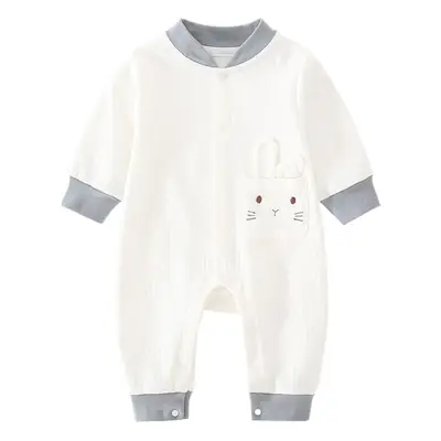 Baby Cotton Cat Print Jumpsuit White Grey