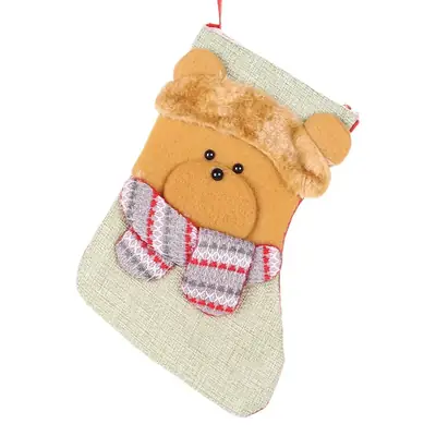 Old Bear Christmas Stocking with Deer Antlers