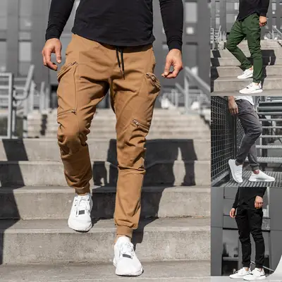 Men Brown Tether Pants 3 Pockets Casual Wear