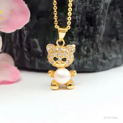 Guan Yu Freshwater Pearl Bear Pendant Necklace for Women