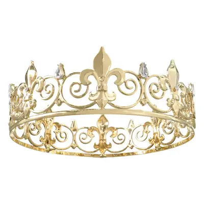 Golden Baroque Bride Crown with Rhinestone & Gun Tip Design