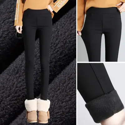 Women's Black Fleece Leggings Warm Winter Wear