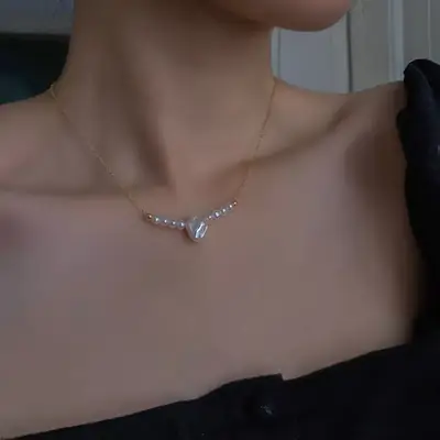 Gentle Pearl Necklace for Women Summer Baroque Light