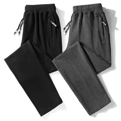 Men Grey Straight Cut Sportswear Pants Large