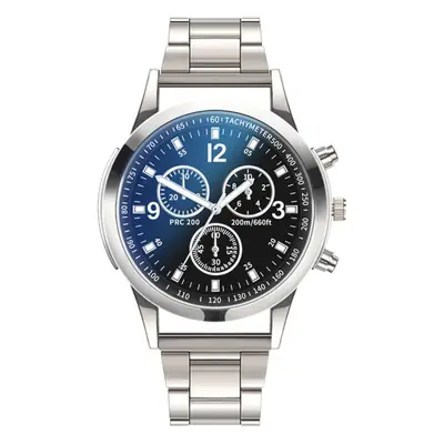 Factory Direct Sale of Colorful Blue Light Glass Three-Eye Steel Band Watch, Men's Quartz Watch, Gift for Men, Cross-Border Watch