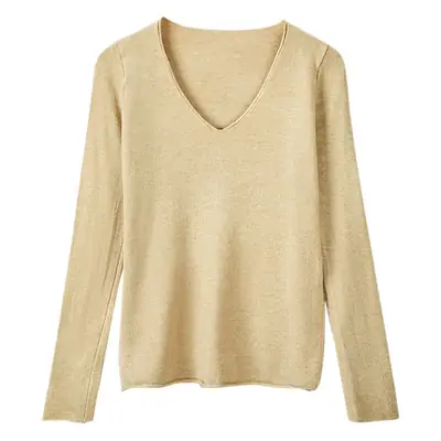Women V-Neck Long Sleeve T-Shirt Slim Fit Base Top