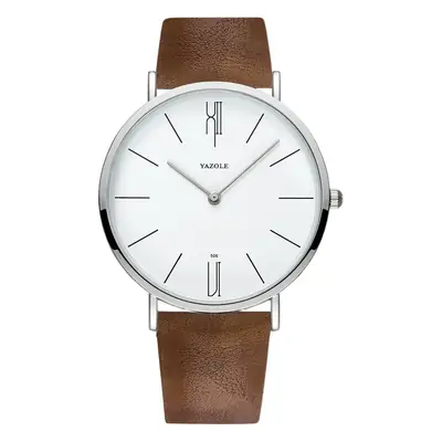 Men's Black Dial Quartz Watch with Leather Strap