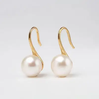Natural Freshwater Pearl Earrings 18K Gold