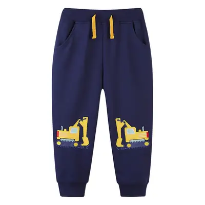 Boys Cartoon Embroidered Sweatpants Navy Blue Medium