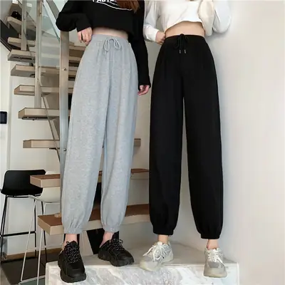 Women Leg Casual Pants Solid Color High Waist Slimming