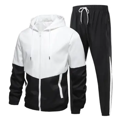 Men's White Blue Zipper Track Suit 2025