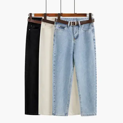 Women Blue Denim Jeans Wide Leg High Waist 2021