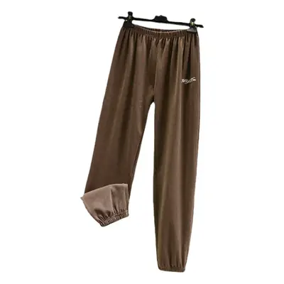 Women's Grey Velvet Casual Pants with Foot Bloomers