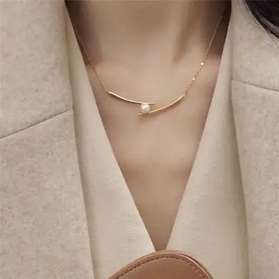 Cross Chopsticks Pearl Necklace Light Luxury All-Match
