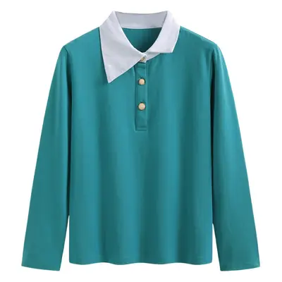 Black Korean Style Polo Shirt with White Collar