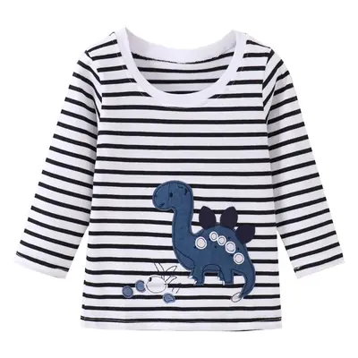 2021 Cotton Boys Shirt Black White Striped Long Sleeve Spring Autumn