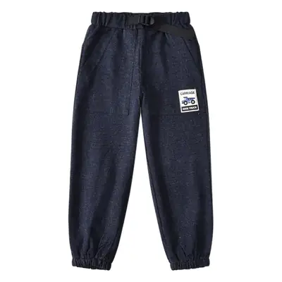 Spring Boys Cotton Terry Pants Navy Blue 100-140 Yards