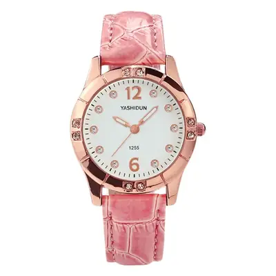 Women's Rose Gold Heart Bracelet Watch with White Dial