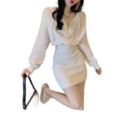 Black Long Sleeve Waist Slimming Dress for Women