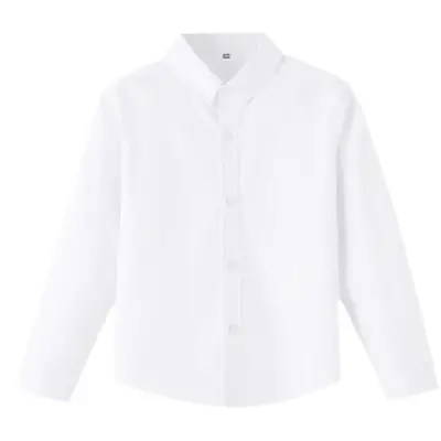 Children's White Shirt Plus Fat Long Sleeve Plus Edition