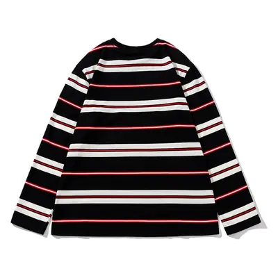 Men Retro Green Yellow Striped Cotton Long Sleeve T-Shirt