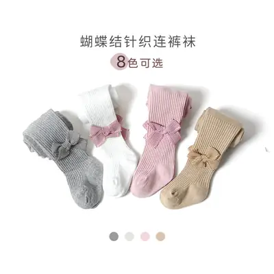 Girls Pink Bow Leggings Cotton Summer Pantyhose