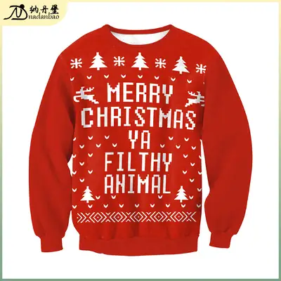 Red 3D Digital Printed Round Neck Sweatshirt
