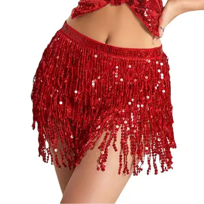 Halloween Belly Dance Costume Sequins Tassel Waist Chain