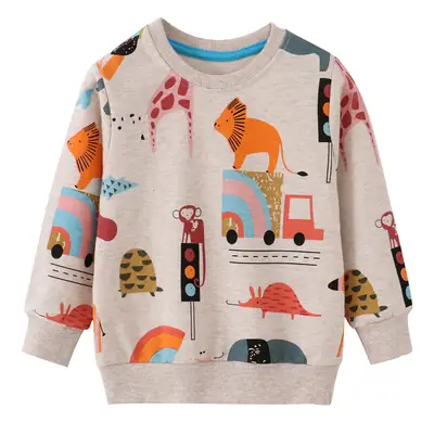 Kids Cotton Long-Sleeve Sweater Top with Bird Print