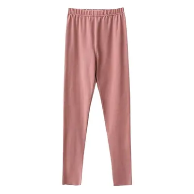 Autumn Velvet Cropped Leggings Women Pink Fleece Lined