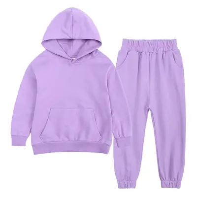 Children's Hooded Sweatshirt Set Solid Color Hooded Tracksuit