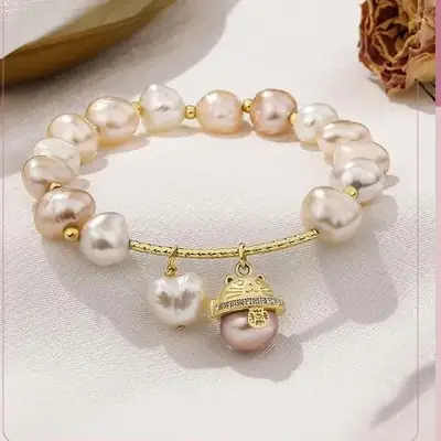 Peach Blossom Pearl Bracelet 14K Gold Female