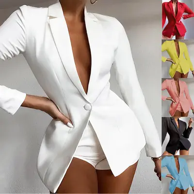 White Lapel Jacket Suit for Women 2022 New Autumn Winter Fashion