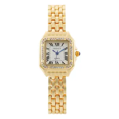 Women's Square Diamond Watch Gold Silver Quartz Band